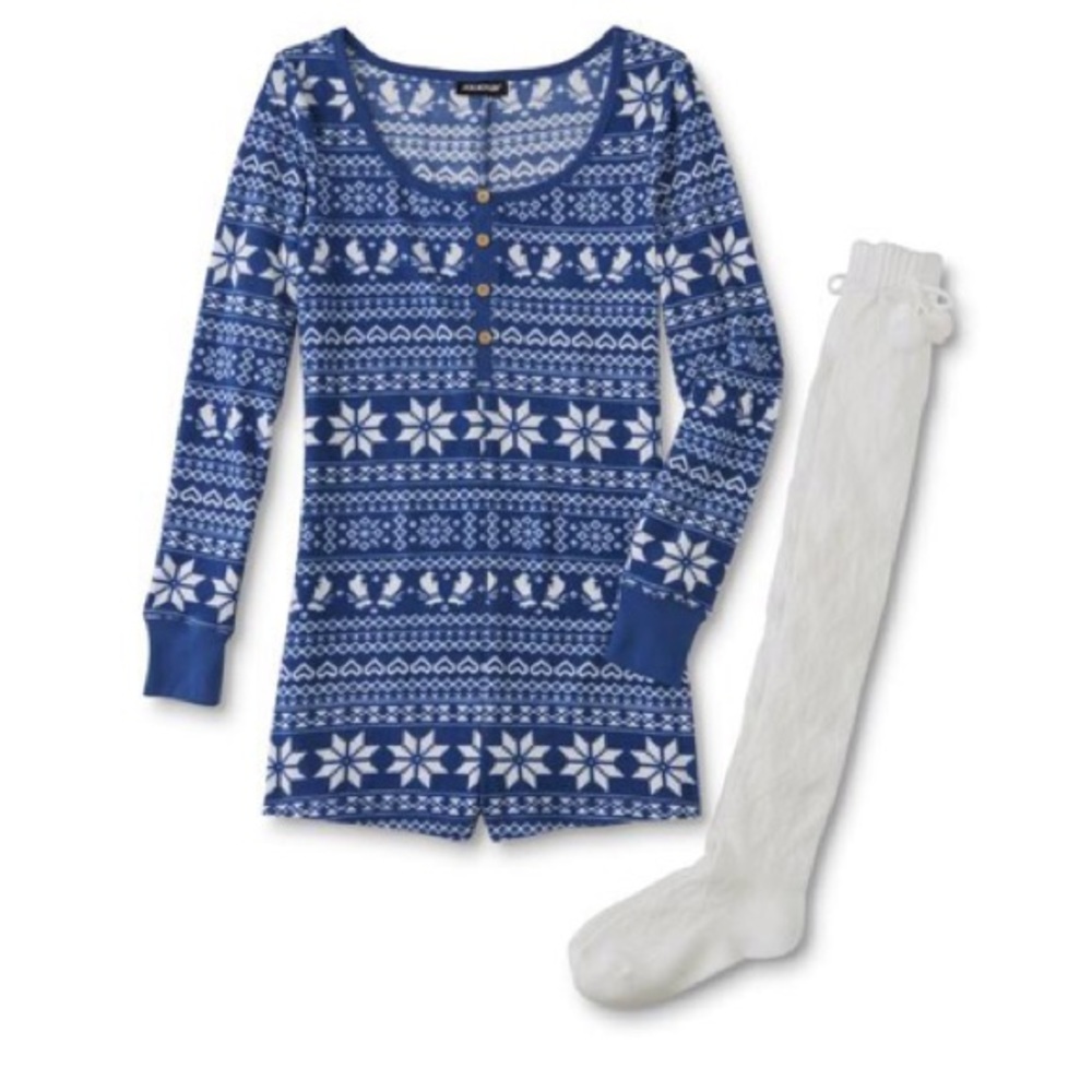 Velour Fair Isle print Pajama Onesie